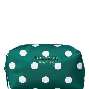 Kate Spade Green Everything Puffy Dots Cosmetic Bag
